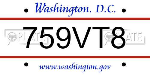 759VT8 District Of Columbia License Plate