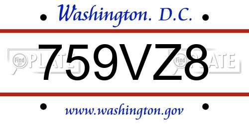 759VZ8 District Of Columbia License Plate
