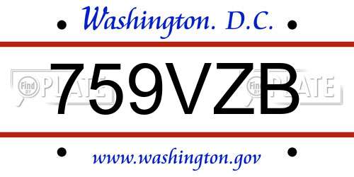 759VZB District Of Columbia License Plate