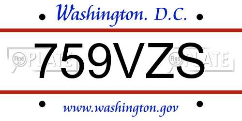 759VZS District Of Columbia License Plate