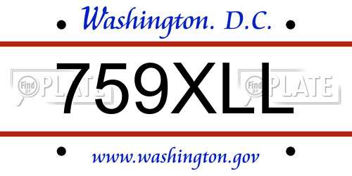 759XLL District Of Columbia License Plate