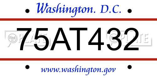 75AT432 District Of Columbia License Plate