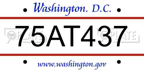75AT437 District Of Columbia License Plate