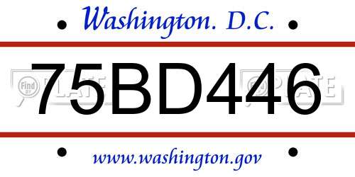 75BD446 District Of Columbia License Plate
