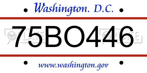 75BO446 District Of Columbia License Plate
