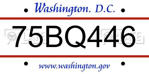 75BQ446 District Of Columbia License Plate