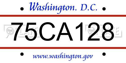 75CA128 District Of Columbia License Plate