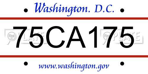 75CA175 District Of Columbia License Plate