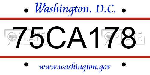 75CA178 District Of Columbia License Plate