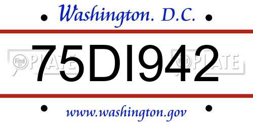 75DI942 District Of Columbia License Plate