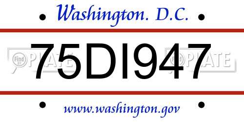 75DI947 District Of Columbia License Plate