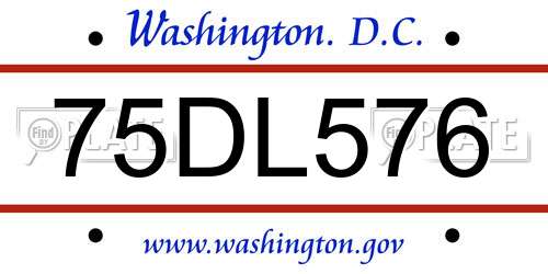 75DL576 District Of Columbia License Plate