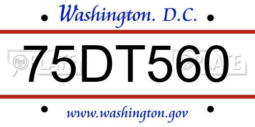 75DT560 District Of Columbia License Plate