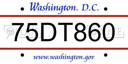75DT860 District Of Columbia License Plate