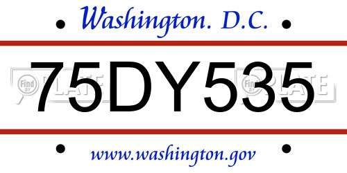 75DY535 District Of Columbia License Plate
