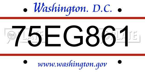 75EG861 District Of Columbia License Plate