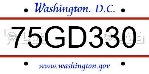 75GD330 District Of Columbia License Plate