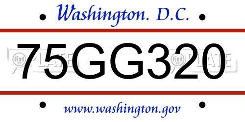 75GG320 District Of Columbia License Plate