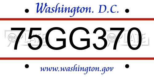 75GG370 District Of Columbia License Plate