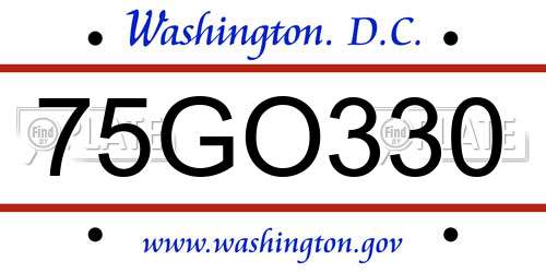 75GO330 District Of Columbia License Plate