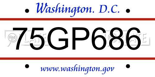 75GP686 District Of Columbia License Plate