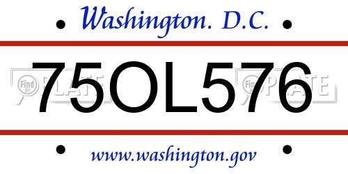 75OL576 District Of Columbia License Plate
