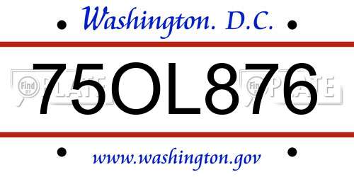 75OL876 District Of Columbia License Plate