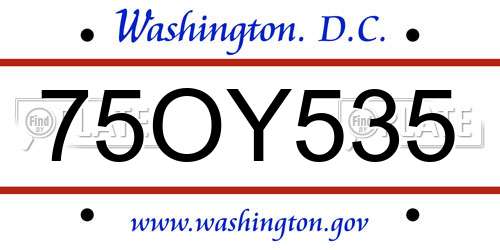 75OY535 District Of Columbia License Plate