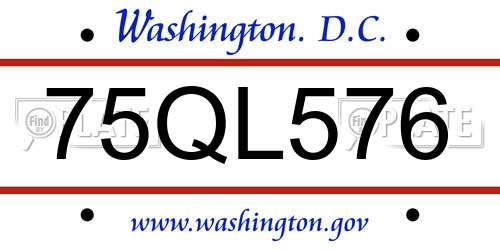 75QL576 District Of Columbia License Plate