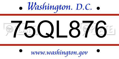 75QL876 District Of Columbia License Plate