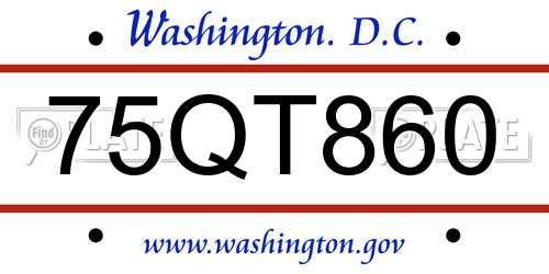 75QT860 District Of Columbia License Plate