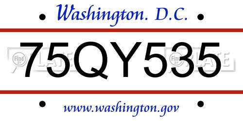 75QY535 District Of Columbia License Plate