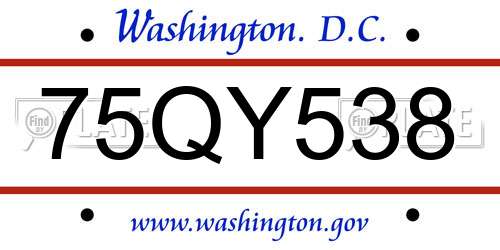75QY538 District Of Columbia License Plate