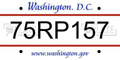 75RP157 District Of Columbia License Plate