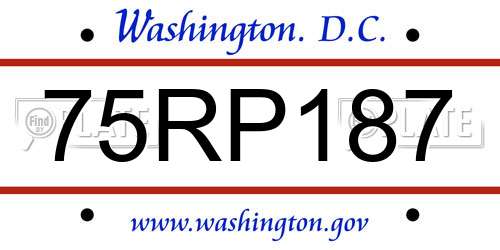 75RP187 District Of Columbia License Plate