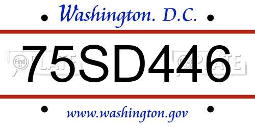 75SD446 District Of Columbia License Plate