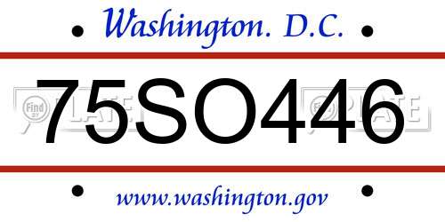 75SO446 District Of Columbia License Plate