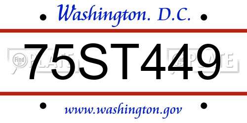 75ST449 District Of Columbia License Plate