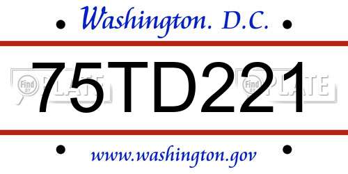 75TD221 District Of Columbia License Plate