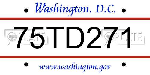 75TD271 District Of Columbia License Plate