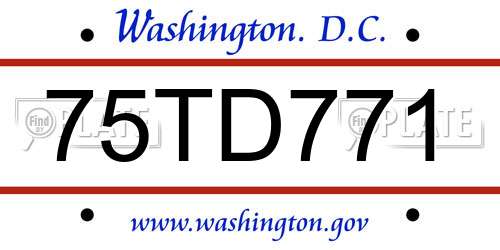 75TD771 District Of Columbia License Plate