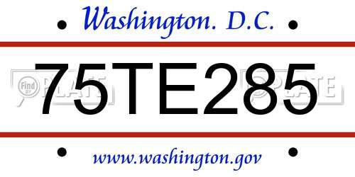 75TE285 District Of Columbia License Plate