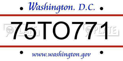 75TO771 District Of Columbia License Plate
