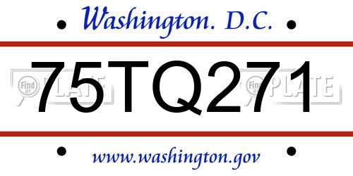 75TQ271 District Of Columbia License Plate