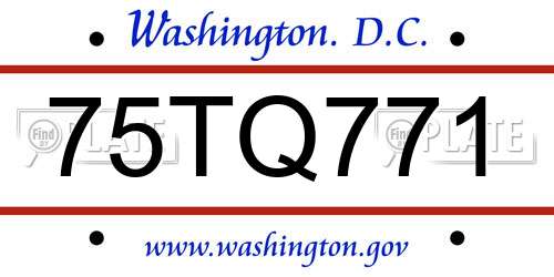 75TQ771 District Of Columbia License Plate