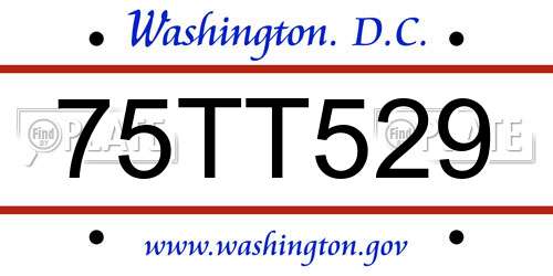 75TT529 District Of Columbia License Plate