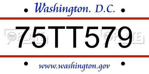 75TT579 District Of Columbia License Plate