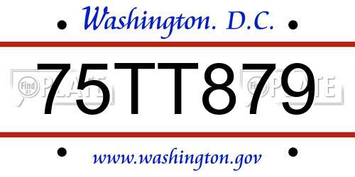 75TT879 District Of Columbia License Plate