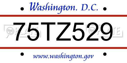 75TZ529 District Of Columbia License Plate