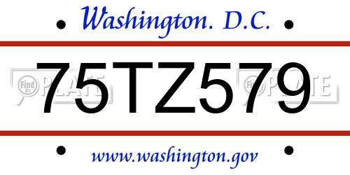 75TZ579 District Of Columbia License Plate
